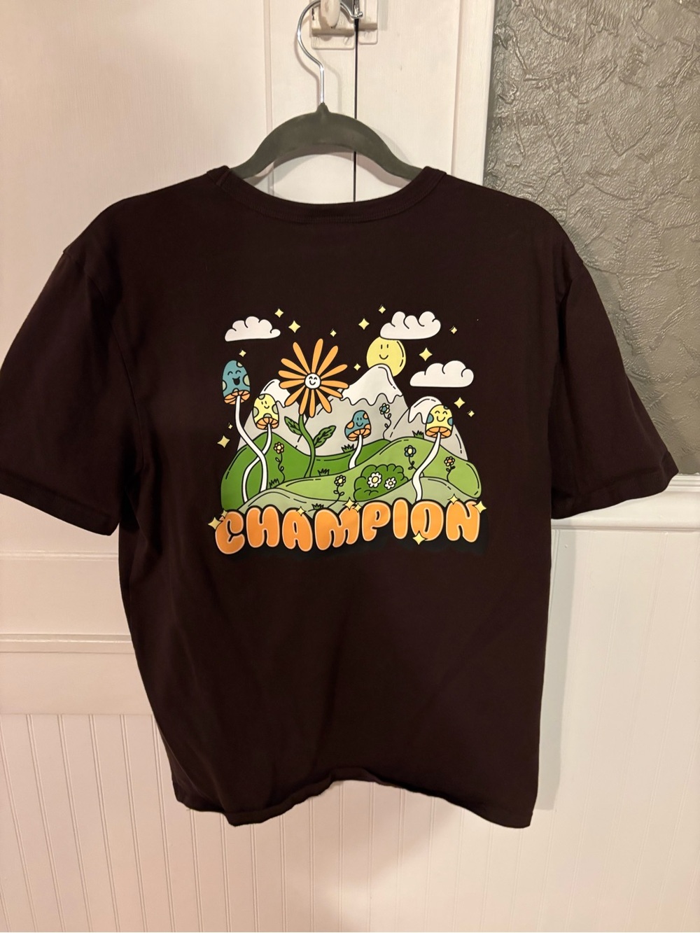 Champion Brown Graphic Tee with Orange Floral Logo - Picture 2 of 6